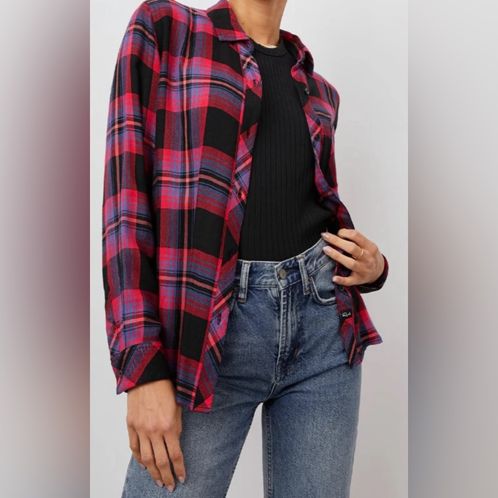 Rails Womens Shirt Plaid Size S Milo Black Cherry Violet Long Sleeve Casual Top